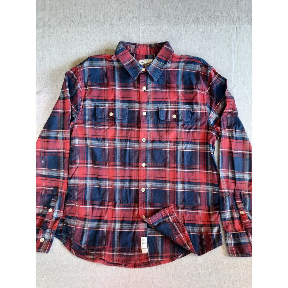 Lucky Brand Women's Large Red/Blue Plaid Checkered Long Sleeve Button Down Shirt